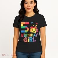 Master Builder 5th Birthday Girl 5 Year Old Brick Blocks Women's T-Shirt thumb 4