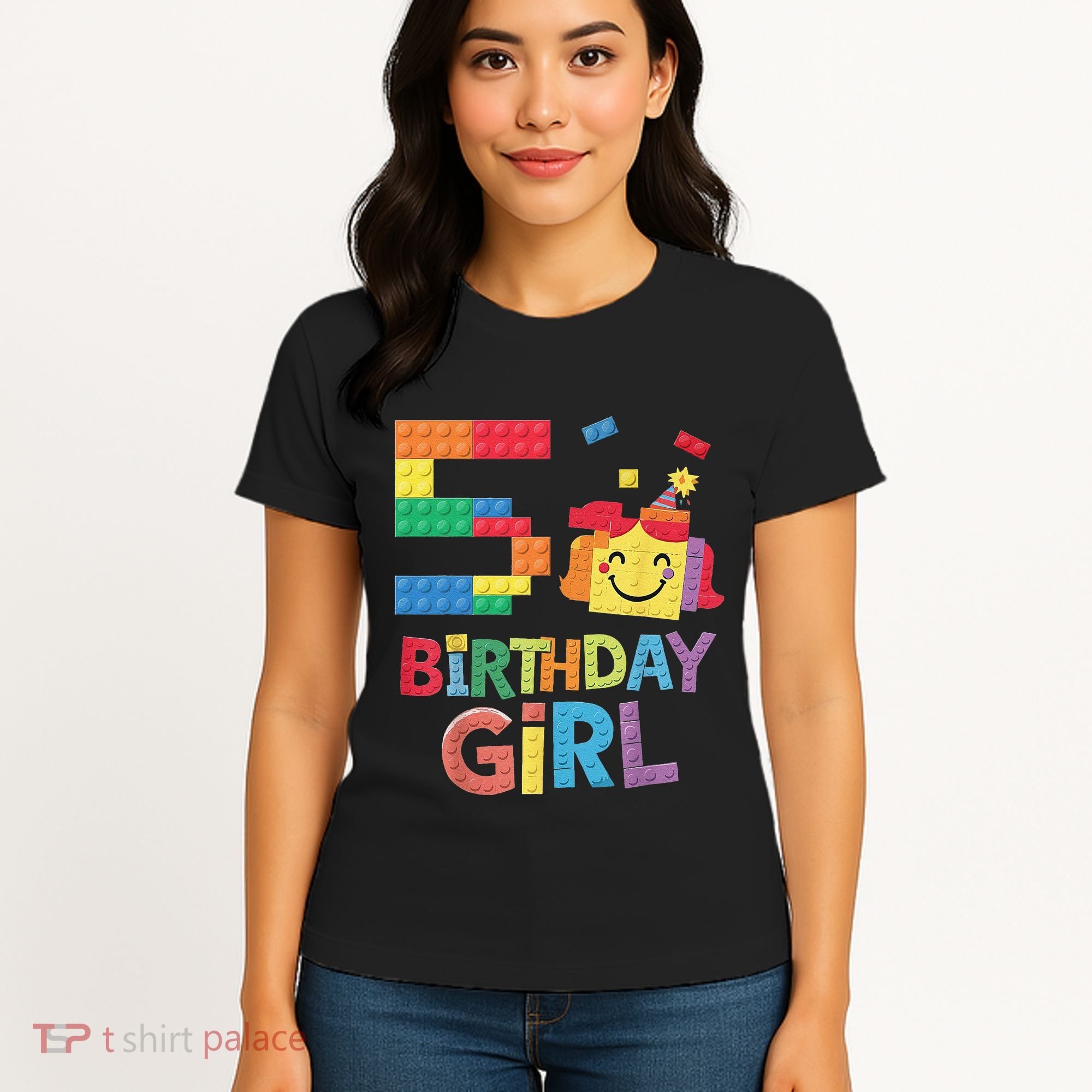 Master Builder 5th Birthday Girl 5 Year Old Brick Blocks Women's T-Shirt