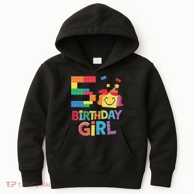 Master Builder 5th Birthday Girl 5 Year Old Brick Blocks Kids Hoodie