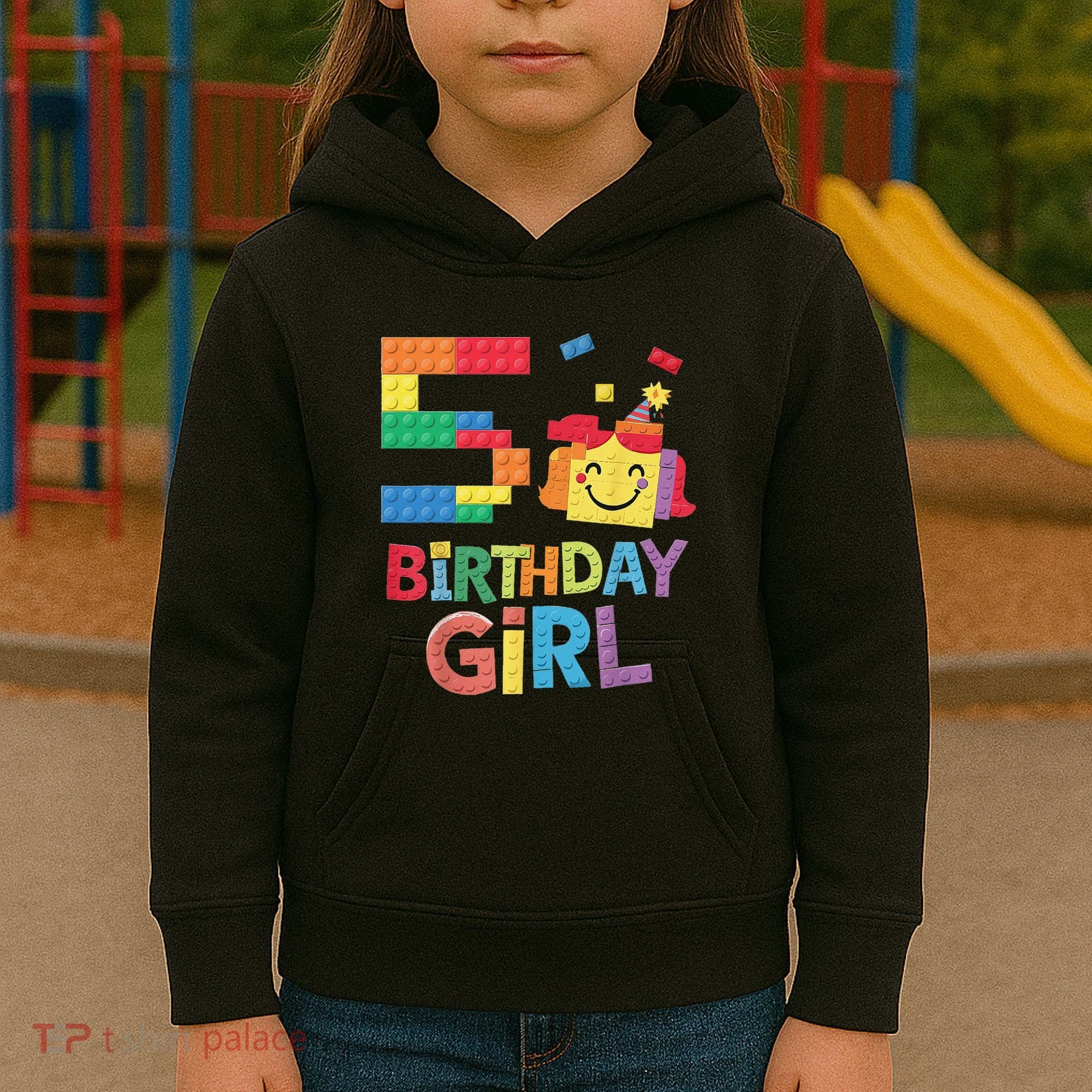 Master Builder 5th Birthday Girl 5 Year Old Brick Blocks Kids Hoodie