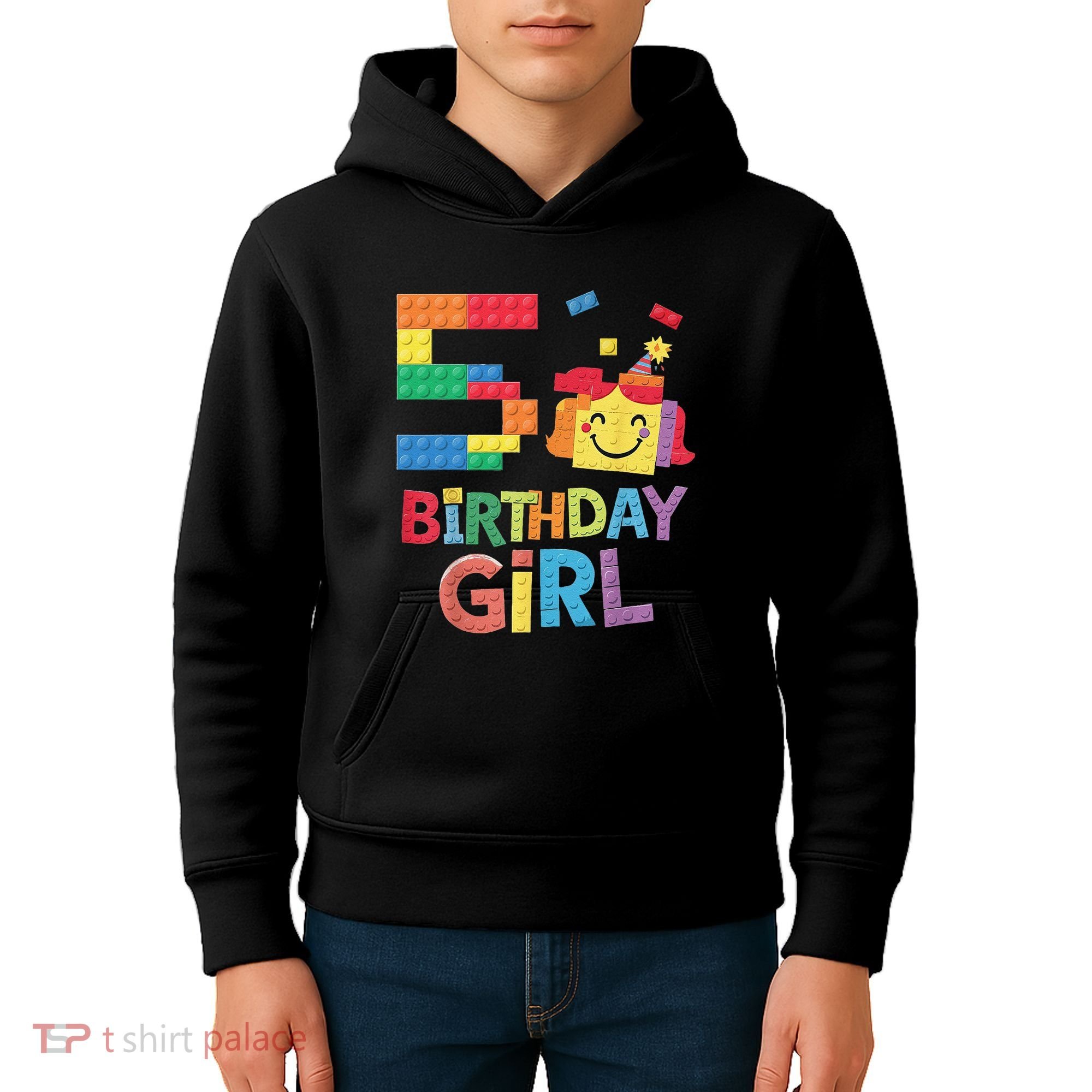 Master Builder 5th Birthday Girl 5 Year Old Brick Blocks Kids Hoodie