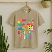 Master Builder 5th Birthday Girl 5 Year Old Brick Blocks T-Shirt thumb 2