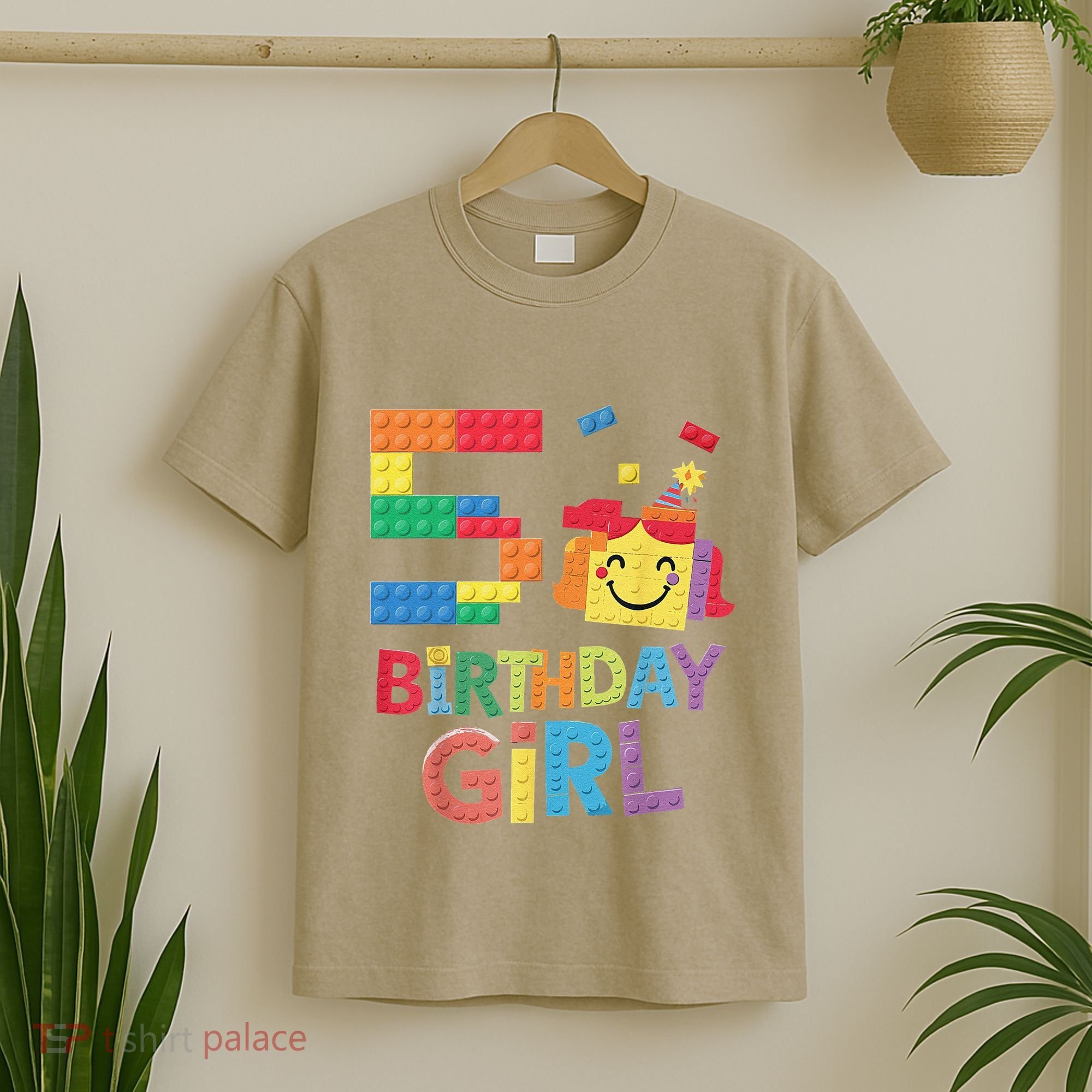 Master Builder 5th Birthday Girl 5 Year Old Brick Blocks T-Shirt