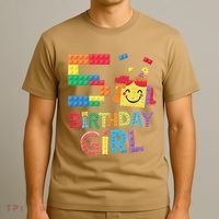 Master Builder 5th Birthday Girl 5 Year Old Brick Blocks T-Shirt thumb 3
