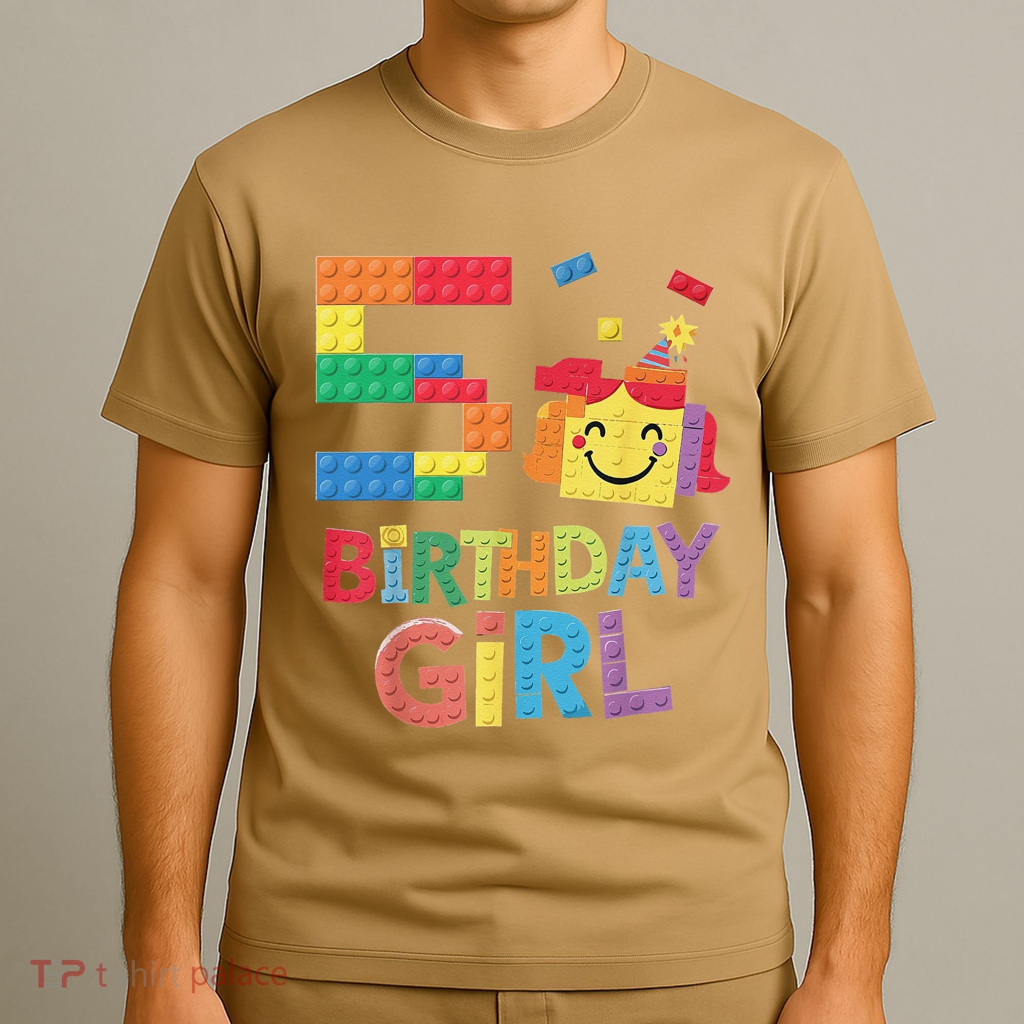 Master Builder 5th Birthday Girl 5 Year Old Brick Blocks T-Shirt