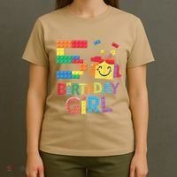Master Builder 5th Birthday Girl 5 Year Old Brick Blocks T-Shirt thumb 4