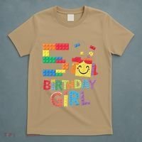 Master Builder 5th Birthday Girl 5 Year Old Brick Blocks T-Shirt thumb 5