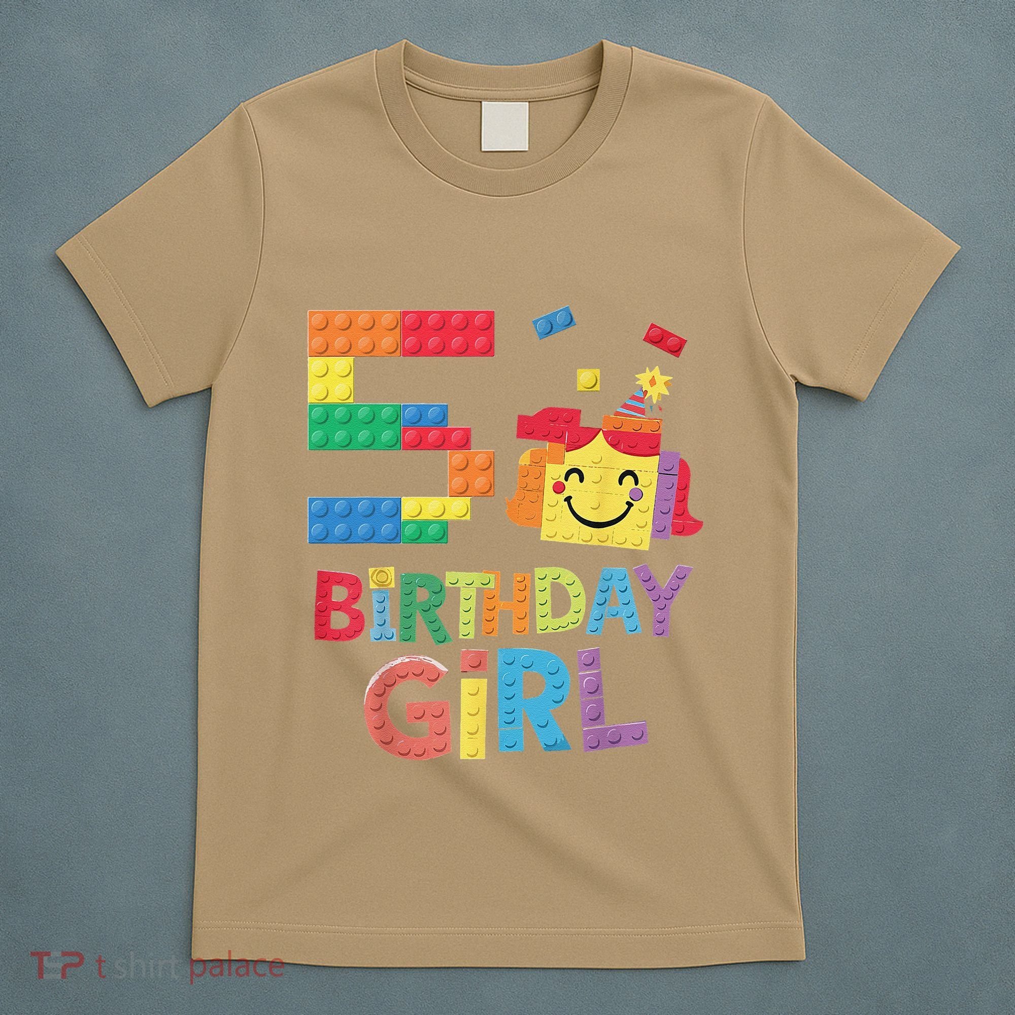 Master Builder 5th Birthday Girl 5 Year Old Brick Blocks T-Shirt