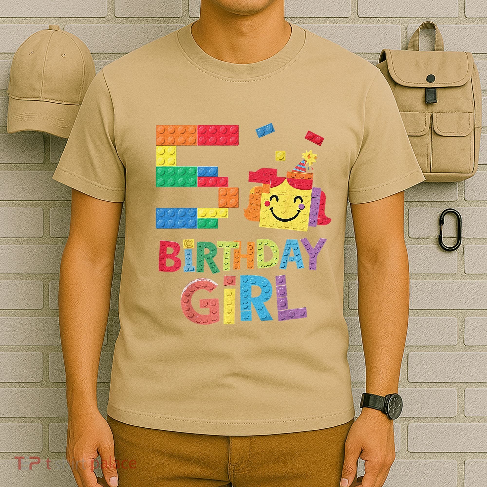 Master Builder 5th Birthday Girl 5 Year Old Brick Blocks T-Shirt