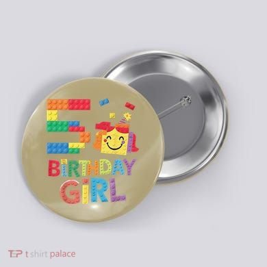 Master Builder 5th Birthday Girl 5 Year Old Brick Blocks Button