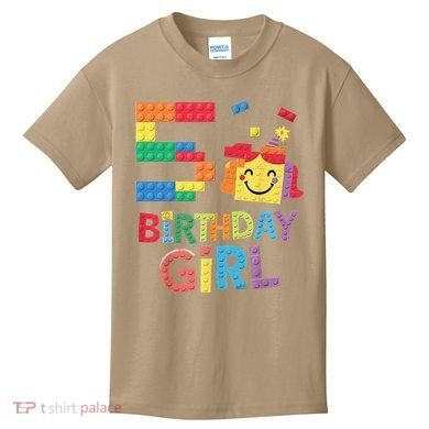 Master Builder 5th Birthday Girl 5 Year Old Brick Blocks Kids T-Shirt