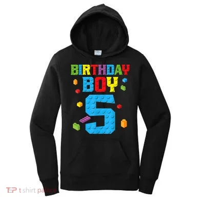 Master Builder 5th Birthday Boy 5 Five Year Building Bricks Women's Hoodie