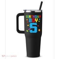 Master Builder 5th Birthday Boy 5 Five Year Building Bricks 40oz Vacuum Insulated Stainless Steel Travel Tumbler thumb 2
