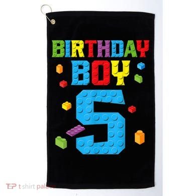 Master Builder 5th Birthday Boy 5 Five Year Building Bricks Golf Towel