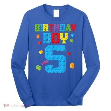 Master Builder 5th Birthday Boy 5 Five Year Building Bricks Long Sleeve Shirt