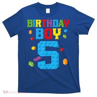 Master Builder 5th Birthday Boy 5 Five Year Building Bricks T-Shirt