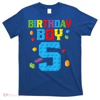 Master Builder 5th Birthday Boy 5 Five Year Building Bricks T-Shirt thumb 0