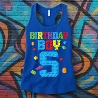 Master Builder 5th Birthday Boy 5 Five Year Building Bricks Women's Tank Top thumb 3