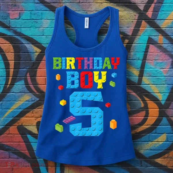 Master Builder 5th Birthday Boy 5 Five Year Building Bricks Women's Tank Top