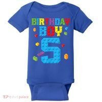 Master Builder 5th Birthday Boy 5 Five Year Building Bricks Baby Bodysuit thumb 0