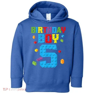 Master Builder 5th Birthday Boy 5 Five Year Building Bricks Toddler Hoodie