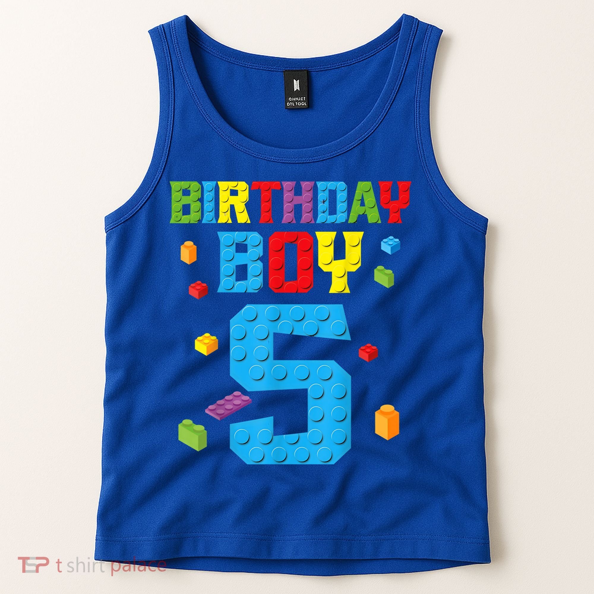 Master Builder 5th Birthday Boy 5 Five Year Building Bricks Tank Top