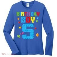 Master Builder 5th Birthday Boy 5 Five Year Building Bricks Women's Long Sleeve Shirt thumb 0