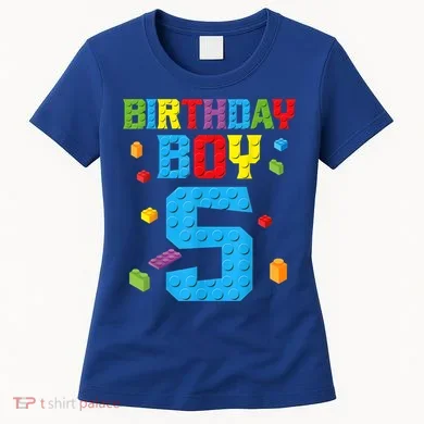 Master Builder 5th Birthday Boy 5 Five Year Building Bricks Women's T-Shirt
