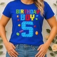 Master Builder 5th Birthday Boy 5 Five Year Building Bricks Women's T-Shirt thumb 2