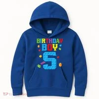 Master Builder 5th Birthday Boy 5 Five Year Building Bricks Kids Hoodie thumb 0