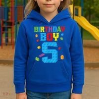 Master Builder 5th Birthday Boy 5 Five Year Building Bricks Kids Hoodie thumb 3
