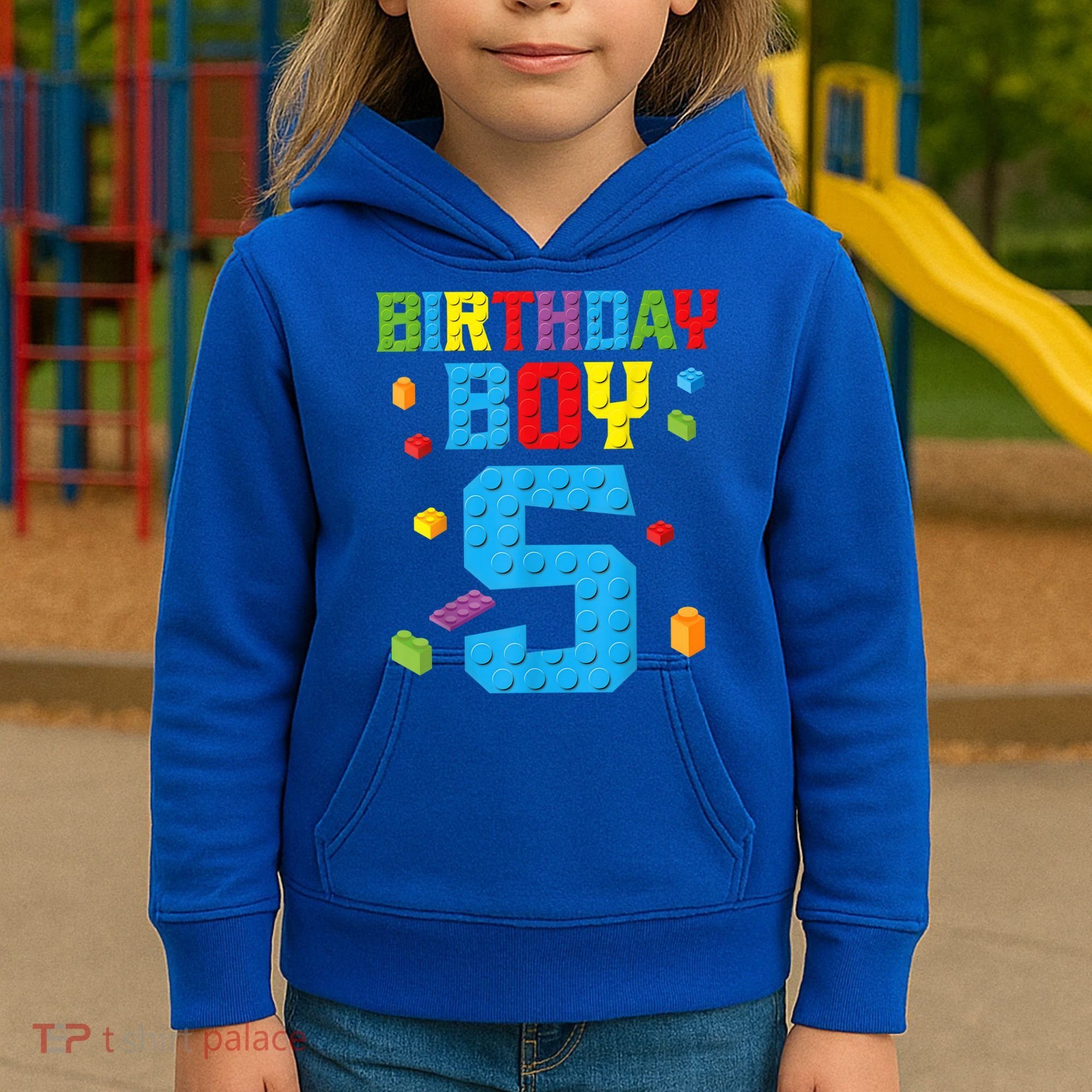 Master Builder 5th Birthday Boy 5 Five Year Building Bricks Kids Hoodie
