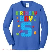 Master Builder 5th Birthday Boy 5 Five Year Building Bricks Kids Long Sleeve Shirt thumb 0