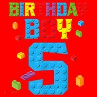 Master Builder 5th Birthday Boy 5 Five Year Building Bricks Santa Hat thumb 1