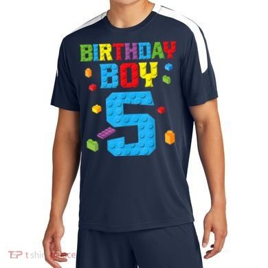 Master Builder 5th Birthday Boy 5 Five Year Building Bricks Soccer Jersey