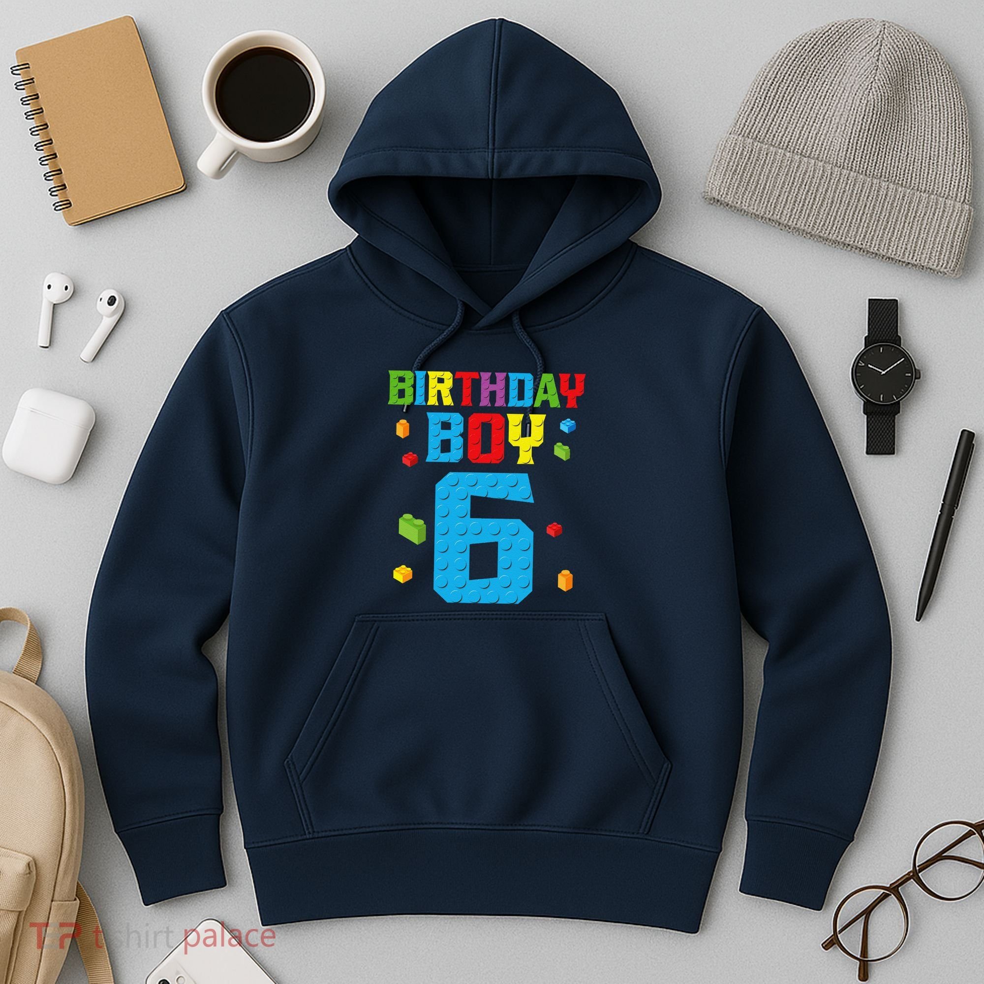 Master Builder 6th Birthday Boy 6 Six Year Building Bricks Hoodie