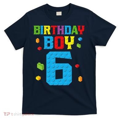 Master Builder 6th Birthday Boy 6 Six Year Building Bricks T-Shirt