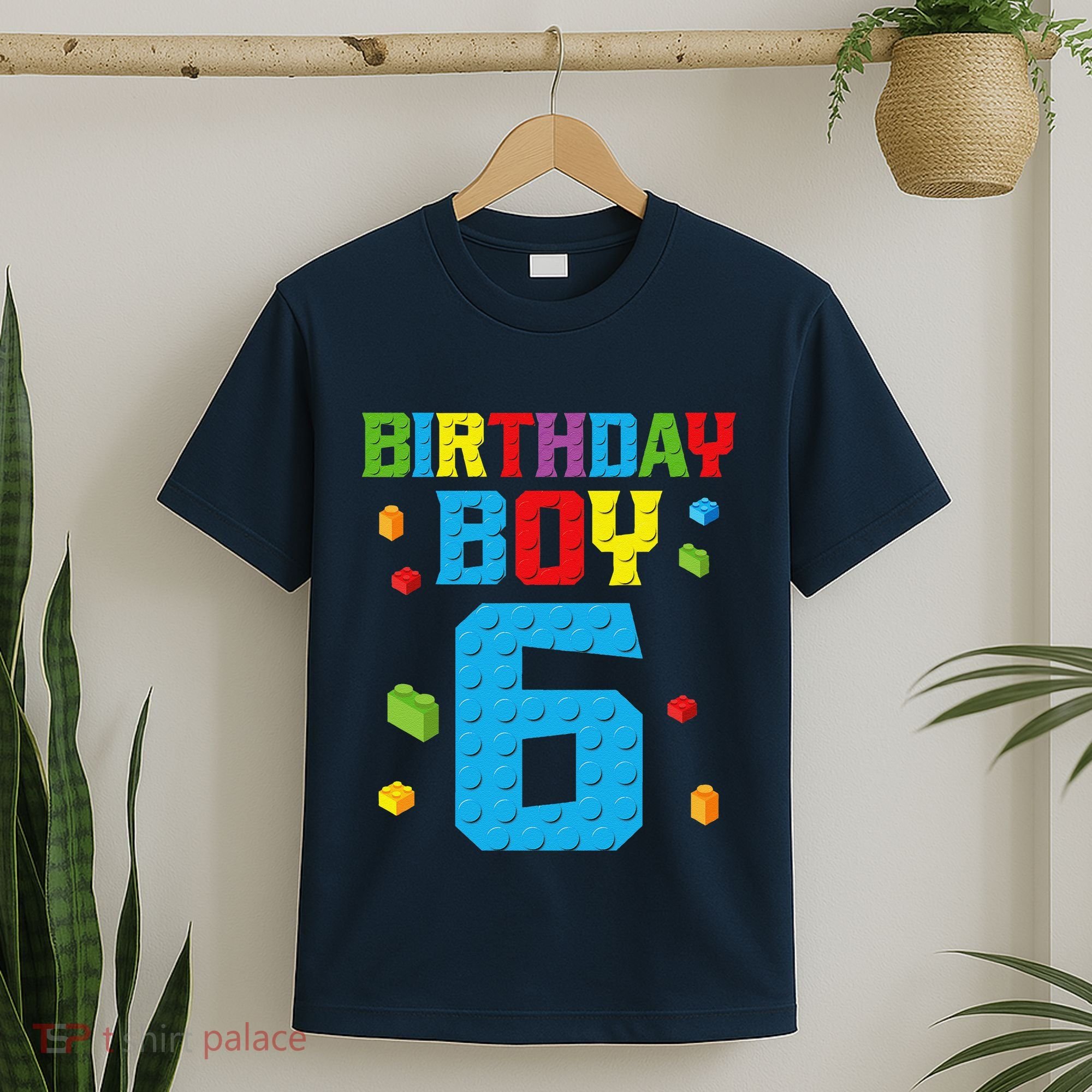 Master Builder 6th Birthday Boy 6 Six Year Building Bricks T-Shirt