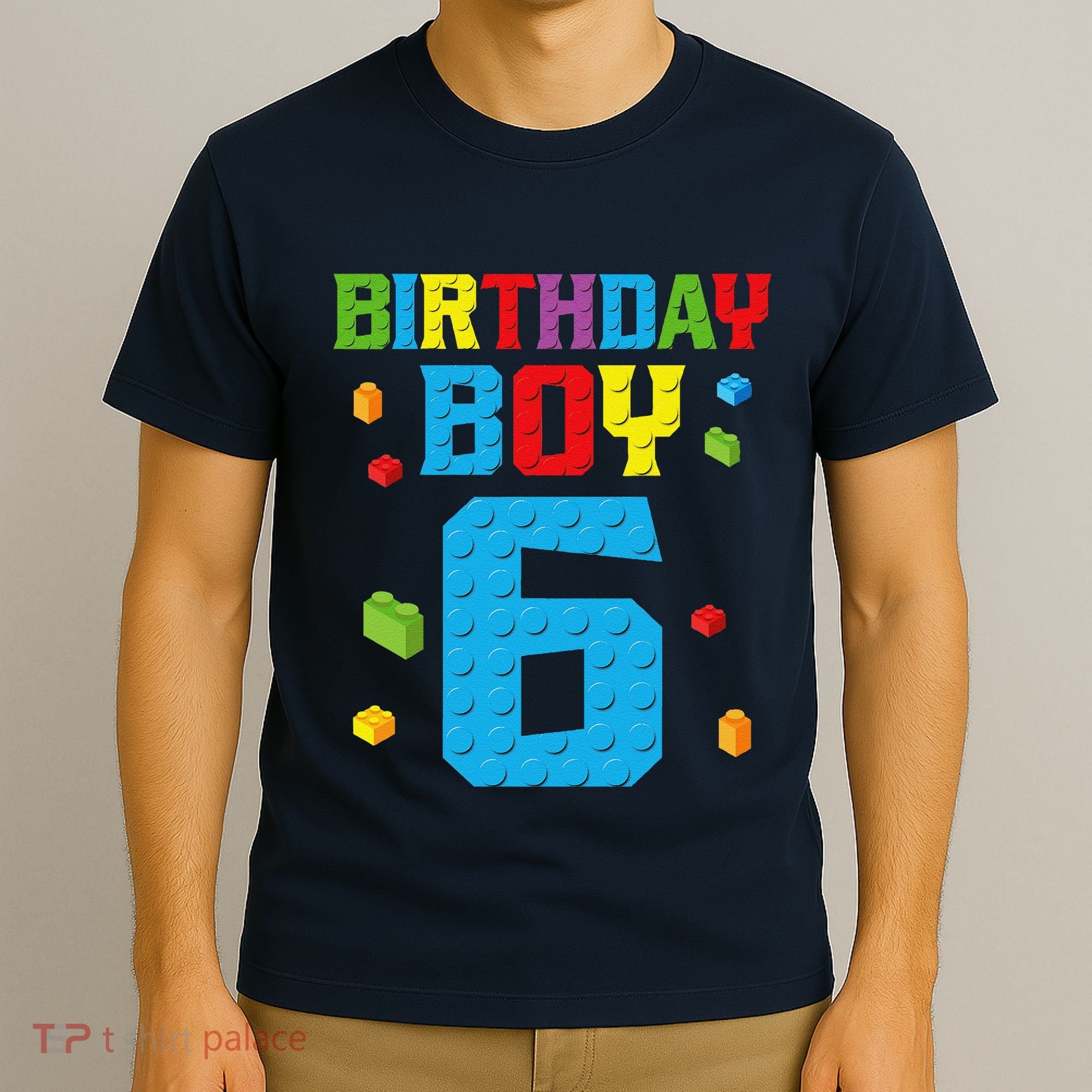 Master Builder 6th Birthday Boy 6 Six Year Building Bricks T-Shirt