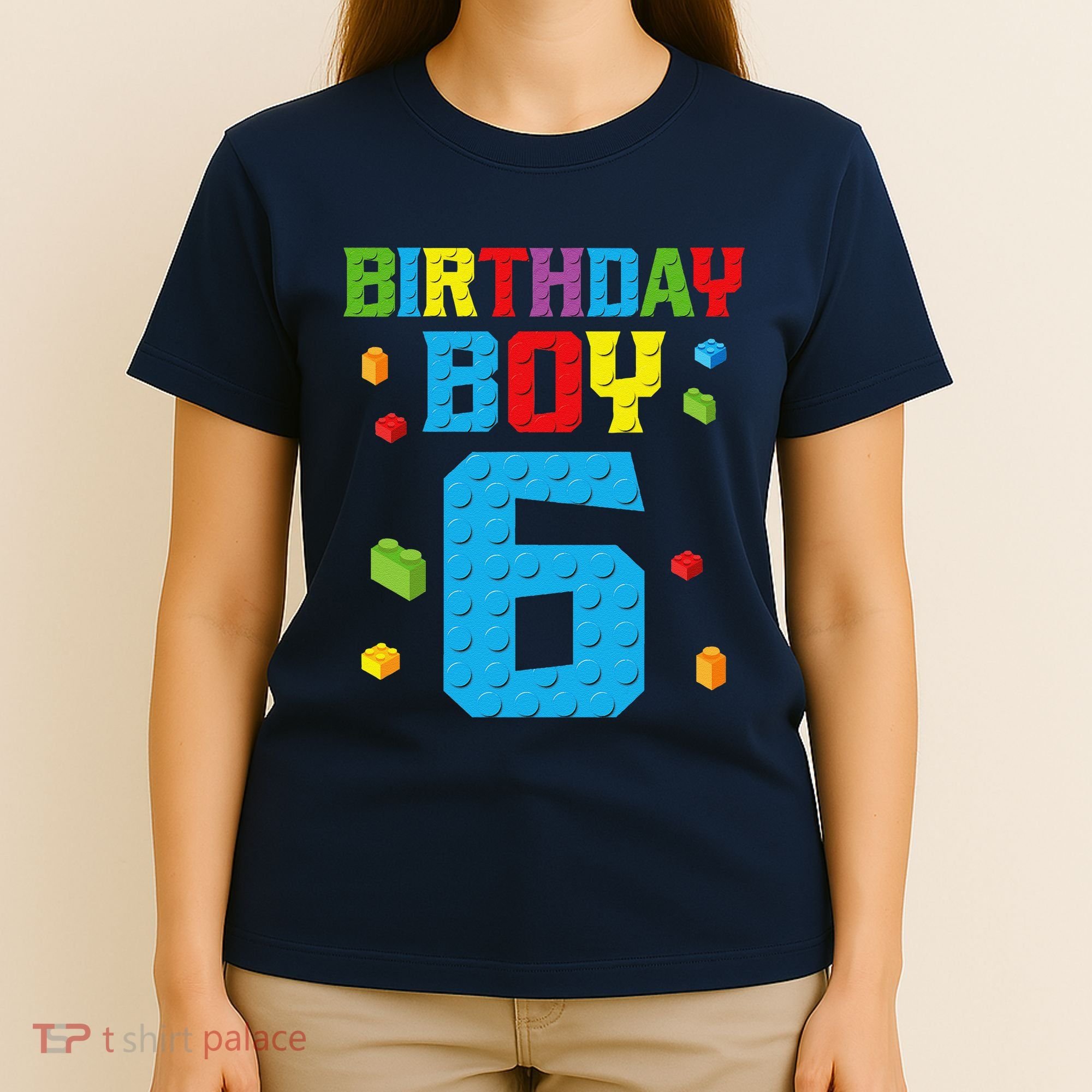 Master Builder 6th Birthday Boy 6 Six Year Building Bricks T-Shirt
