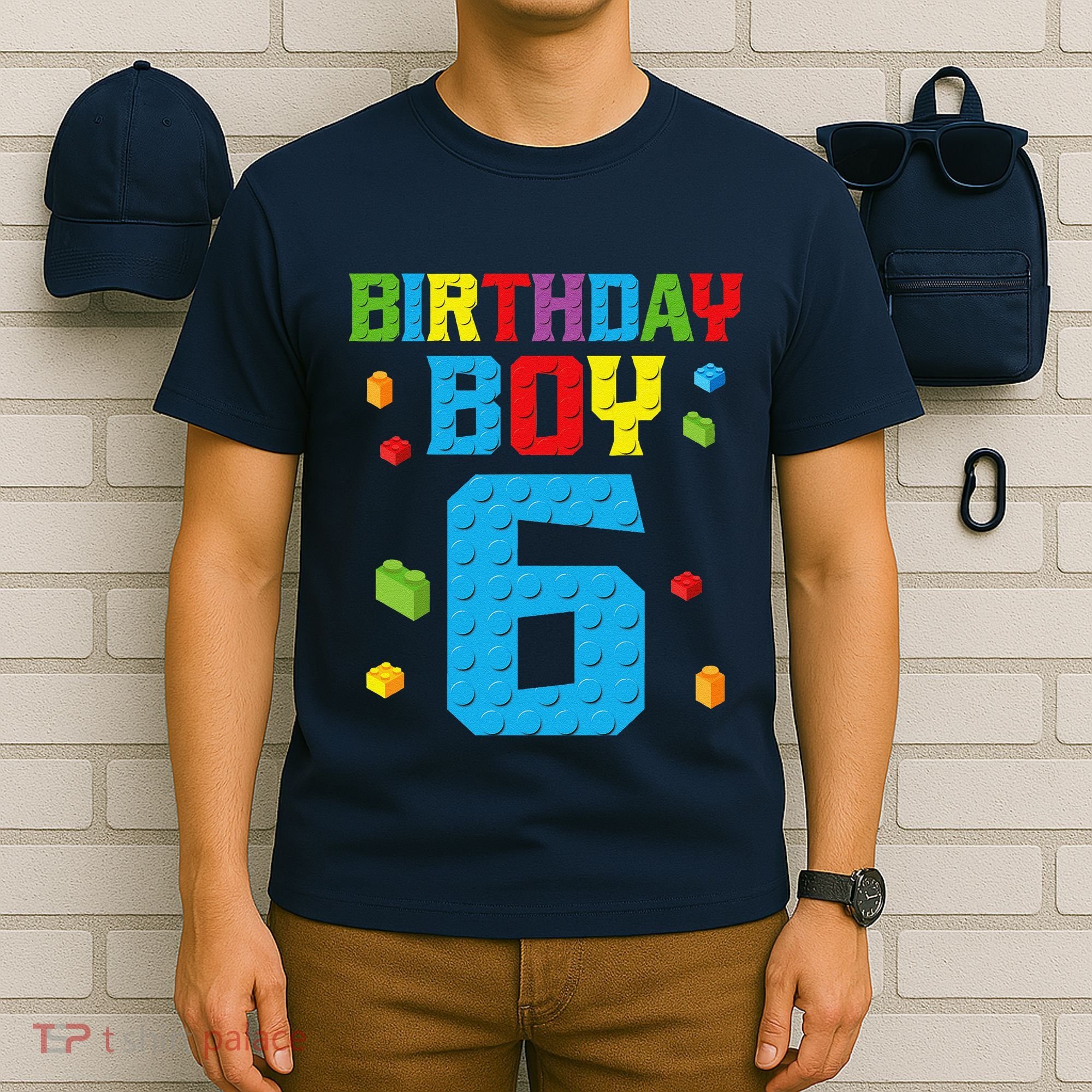 Master Builder 6th Birthday Boy 6 Six Year Building Bricks T-Shirt
