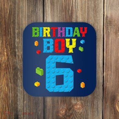 Master Builder 6th Birthday Boy 6 Six Year Building Bricks Coaster