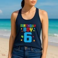 Master Builder 6th Birthday Boy 6 Six Year Building Bricks Women's Tank Top thumb 2