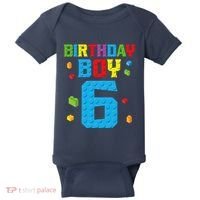 Master Builder 6th Birthday Boy 6 Six Year Building Bricks Baby Bodysuit thumb 0