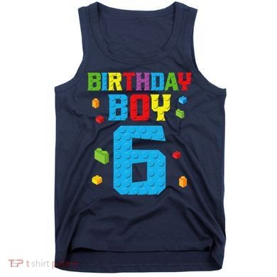 Master Builder 6th Birthday Boy 6 Six Year Building Bricks Tank Top