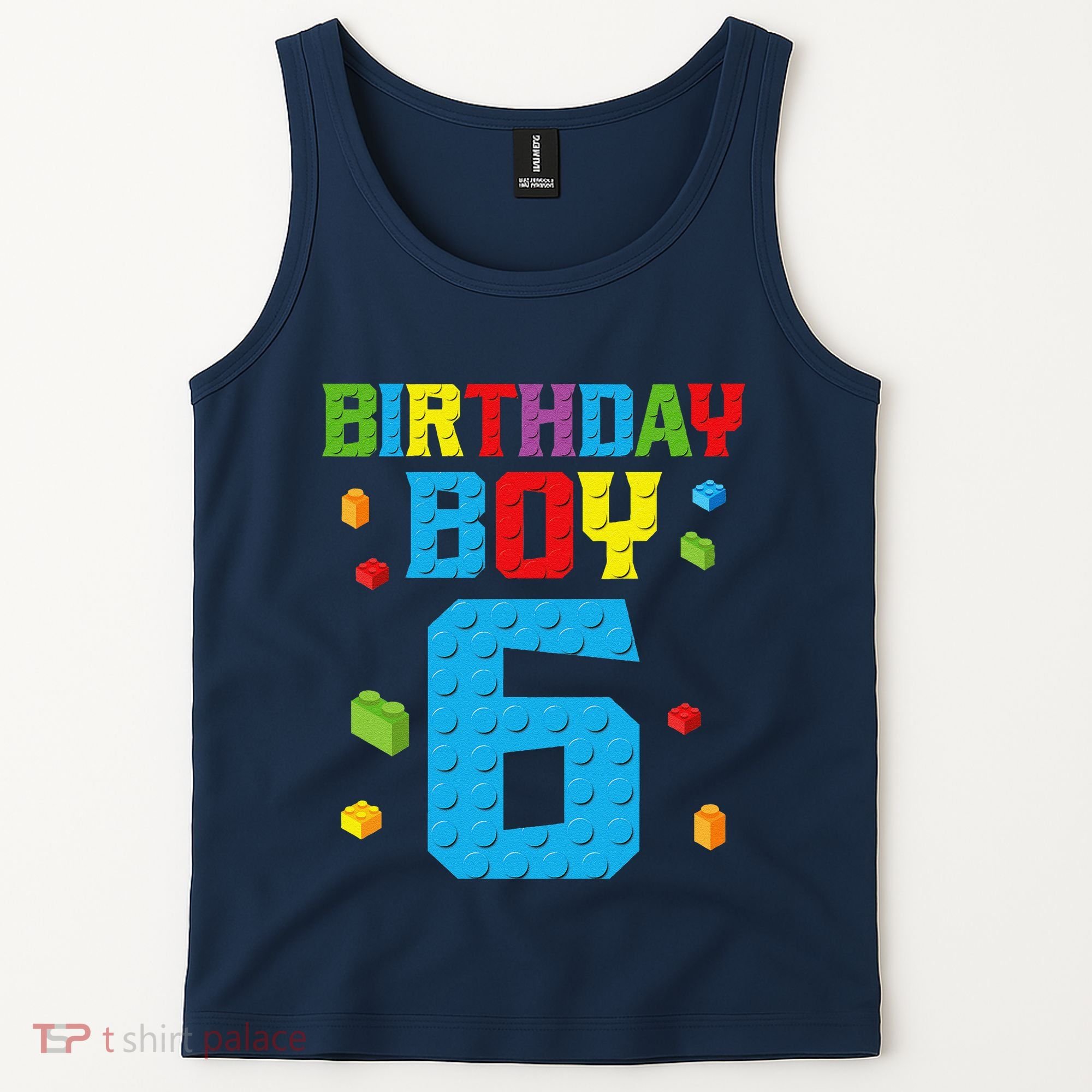 Master Builder 6th Birthday Boy 6 Six Year Building Bricks Tank Top