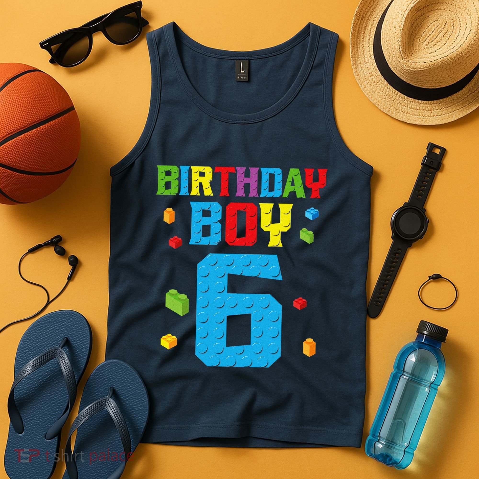 Master Builder 6th Birthday Boy 6 Six Year Building Bricks Tank Top