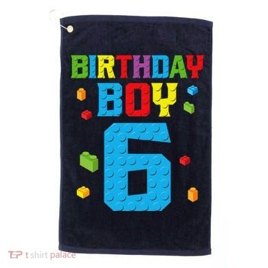 Master Builder 6th Birthday Boy 6 Six Year Building Bricks Golf Towel