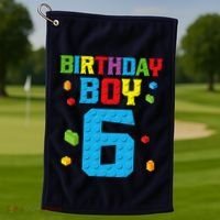 Master Builder 6th Birthday Boy 6 Six Year Building Bricks Golf Towel thumb 1