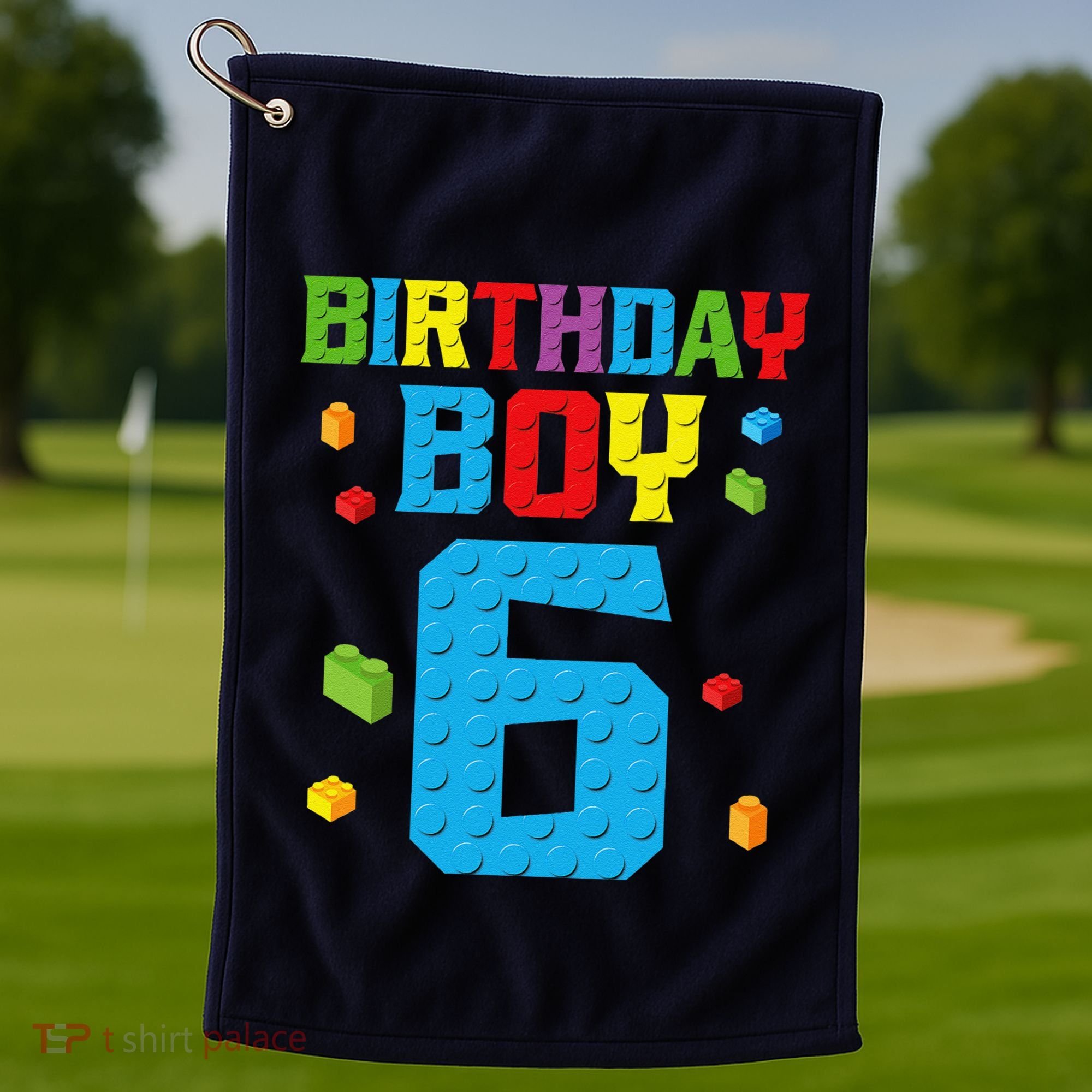 Master Builder 6th Birthday Boy 6 Six Year Building Bricks Golf Towel